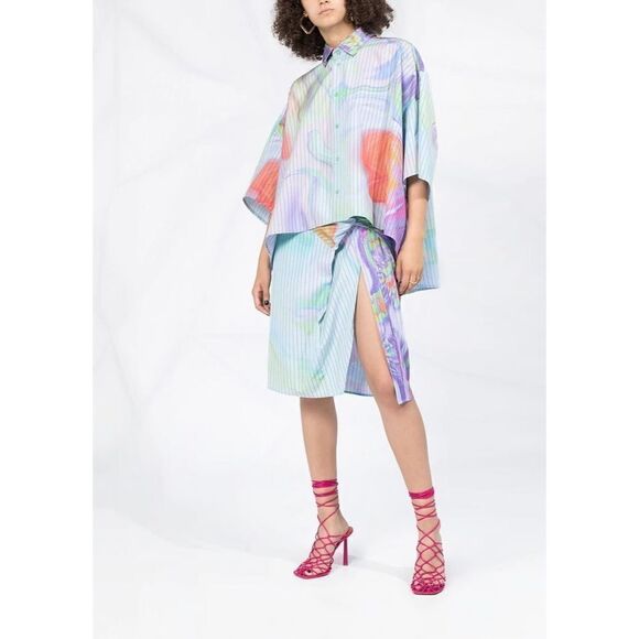 New Rihanna Fenty printed wrap skirt in psychedelic sz 36 - Picture 1 of 11